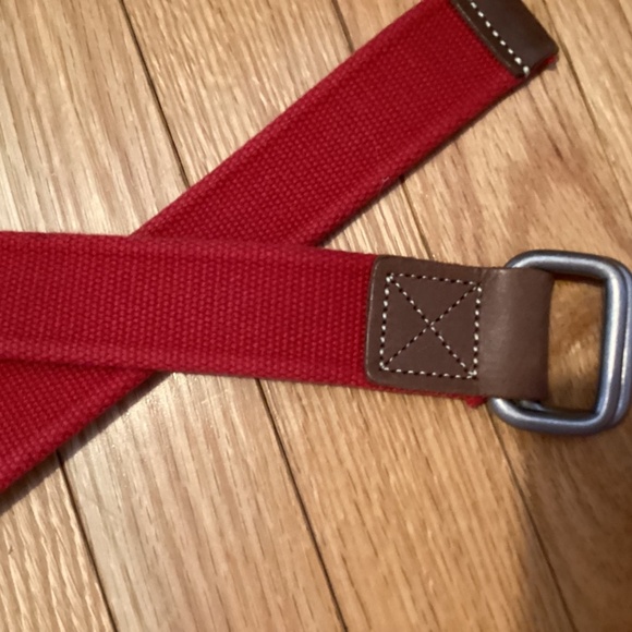 Lands’ End Cotton & Leather Belt, red, size small - Picture 3 of 6